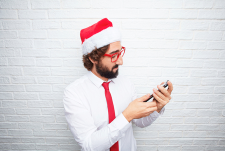 young man gesturing .christmas conceptの写真素材