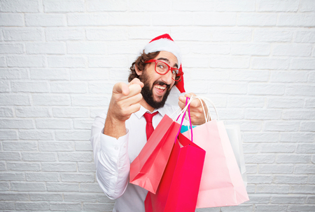 young man gesturing .christmas conceptの写真素材