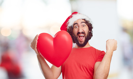 young man santa hat. christmas conceptの写真素材