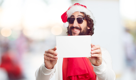 young man santa hat. christmas conceptの写真素材