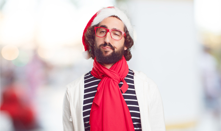 young man santa hat. christmas conceptの写真素材