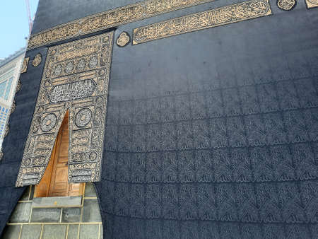Beautiful view of the Kaaba and the entrance to the Kaaba in the Masjid Al Haram in Mecca.のeditorial素材