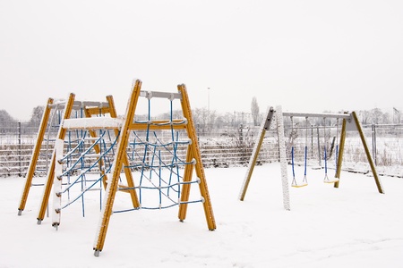 Playground for children with climbing frames and swingsの写真素材