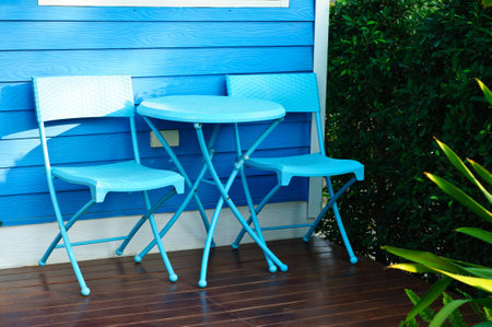 Chairs and the table for relaxingの写真素材