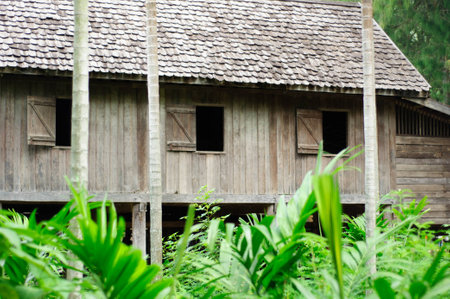 Ancient wood house in Thailandの写真素材