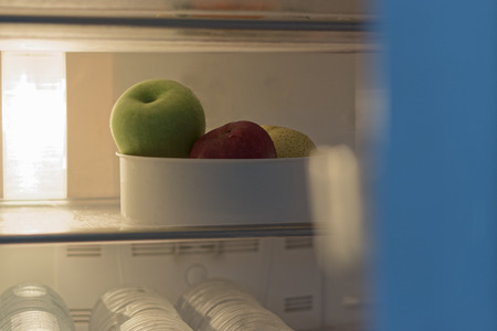 The apple in the refrigerator is empty.の写真素材
