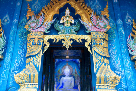 CHIANG RAI, THAILAND - February, 2018: Very beautiful buddha image in the chapel of Wat Rong Sua Ten. This place is the popular attraction for Chiang Raiのeditorial素材