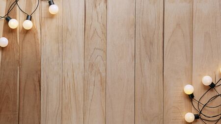 Many bulbs on the wooden background