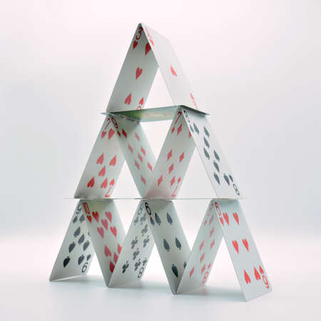 House of cards made with poker cards