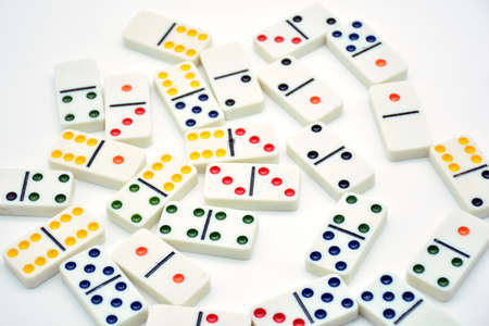 Colored dominoes on a white background