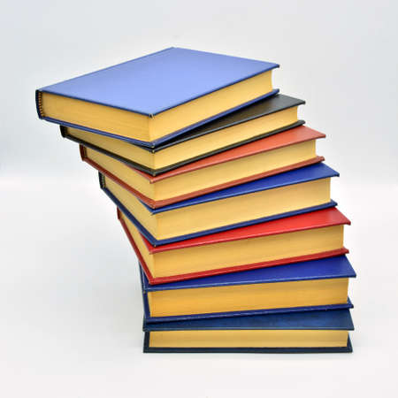Books stacked in the shape of a spiral staircase