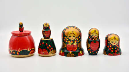 Matryoshka family, Russian wooden dollsの写真素材