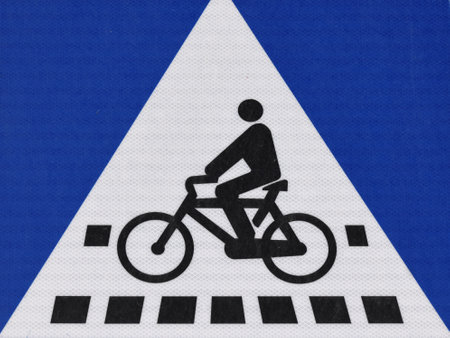 Detail of a bike path signal, bike laneの写真素材