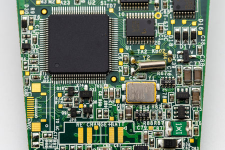 Detail of some of the different components in an electronic board