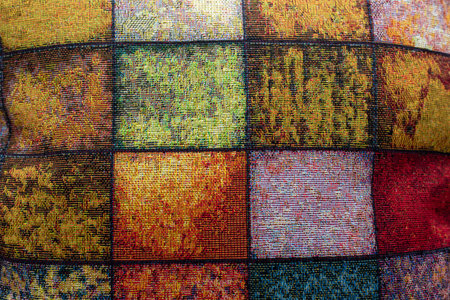 Detail of the fabric of a checkered cushionの写真素材