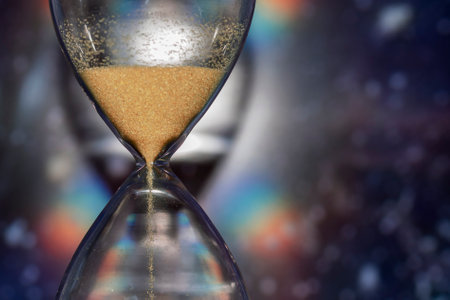 Detail of an hourglass representing space timeの写真素材