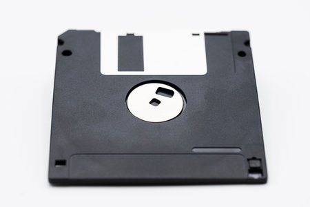 Floppy disk, old data storage medium, isolated on white