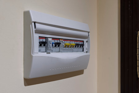 Electrical panel of a house, with automatic main switch, several differential switches and...