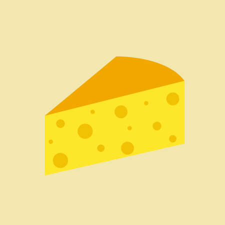 Piece of cheese. Swiss cheese or emmental cheese flat color icon for food apps and websites. Vector illustration.のイラスト素材