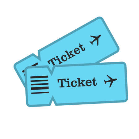 Vector Airplane tickets. Flights vector flat material design object. Isolated illustration on white background.のイラスト素材