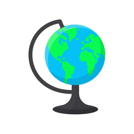 World globe on a stand. School globe. Flat vector color icon for apps and websites.のイラスト素材