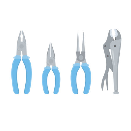 Hand tools for repair, construction and maintenance. Different types of pliers. Vector illustration.のイラスト素材