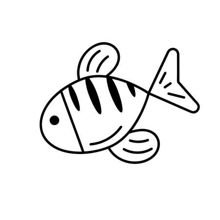 Cute fish in doodle style.のイラスト素材