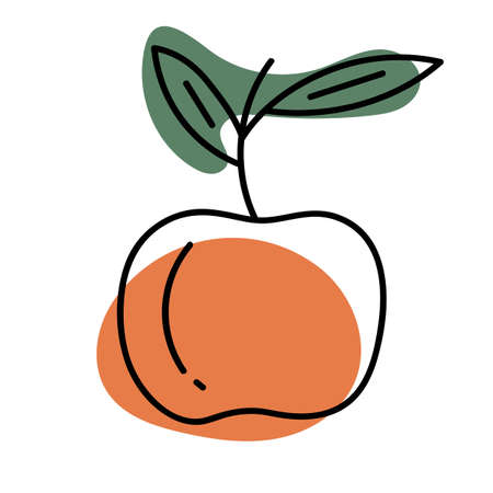Abstract apple fruit. Contemporary art. Hand-drawn line art boho style.のイラスト素材