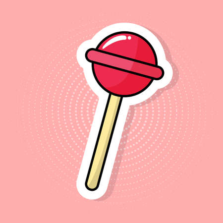 Lollipop Chupa-Chups sticker in trendy pop art style. Vector illustration.のイラスト素材