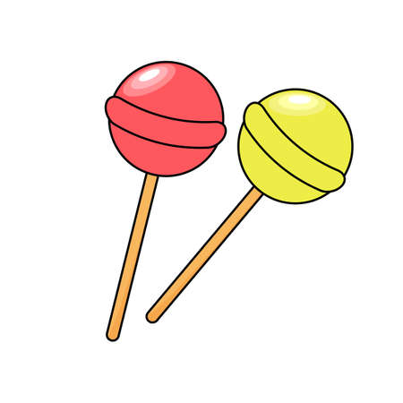 Lollipops Chupa-Chups with a stroke. Vector illustration.のイラスト素材