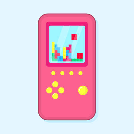 Retro tetris game on game machine play.のイラスト素材