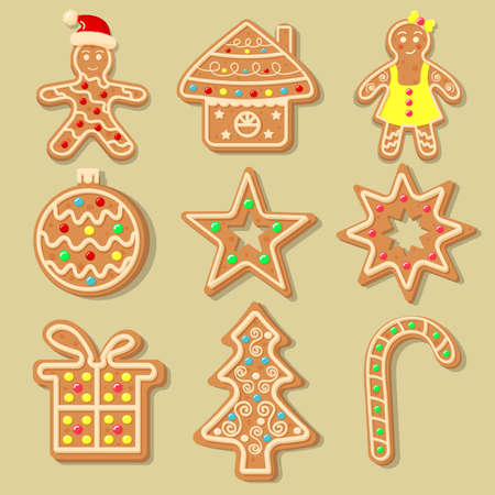 Christmas gingerbread cookiesのイラスト素材