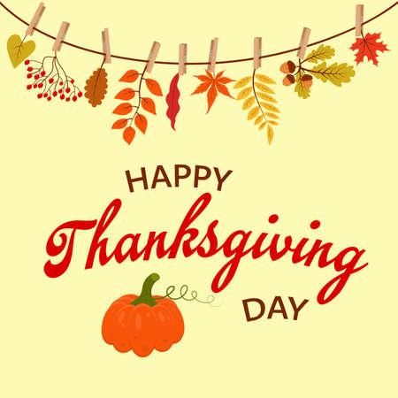 Happy Thanksgiving day banner with pumpkin.のイラスト素材