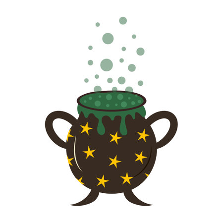 Boiling cauldron of potion for Halloween.のイラスト素材