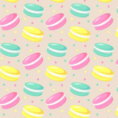 Macaroons seamless pattern. Print design for decor, textile, packaging, wrapping paper etc.のイラスト素材