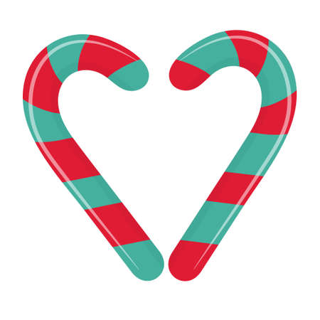 Candy canes in the shape of heart. Sweet Striped Candy.のイラスト素材