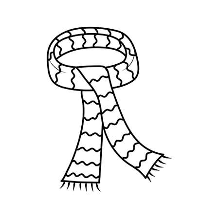 Striped scarf in doodle style. Vector illustration.のイラスト素材
