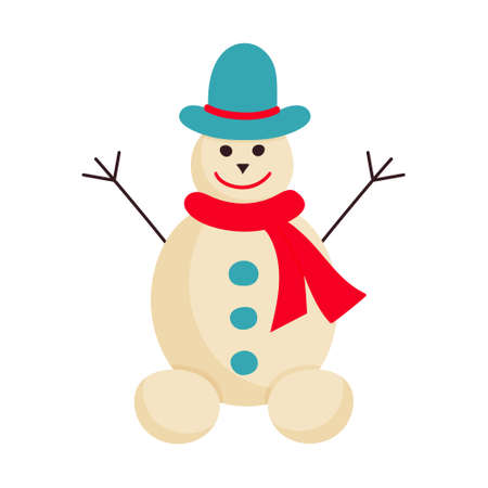 Christmas snowman with hat and scarf isolated on white background. ..のイラスト素材