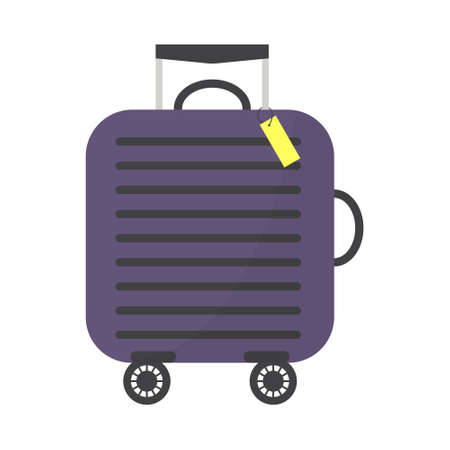 Trolley travel suitcase, luggage for travel, tourism or business with label. vector illustration.のイラスト素材