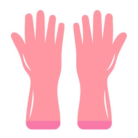 Rubber gardening gloves. Protection for hands for working in the garden, cleaning and medical purposes. vector cartoon illustration.のイラスト素材