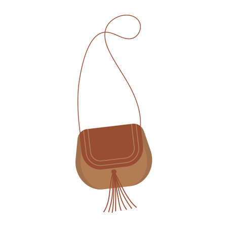 Leather bag in boho style.のイラスト素材