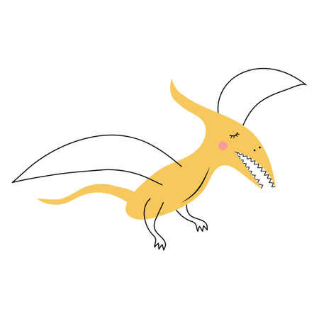Cute dinosaur in doodle style. hand drawn vector illustration.のイラスト素材