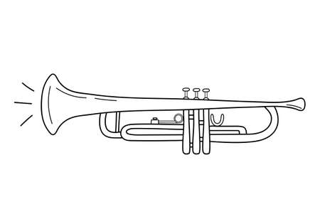 Trumpet in doodle style. Music instrument. vector illustration.のイラスト素材