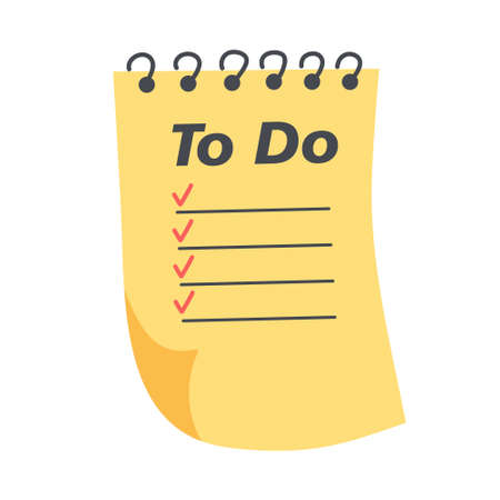 To do list on the paper note. office stationery spiral notebook. Planning and organization of work. Doodle style.のイラスト素材