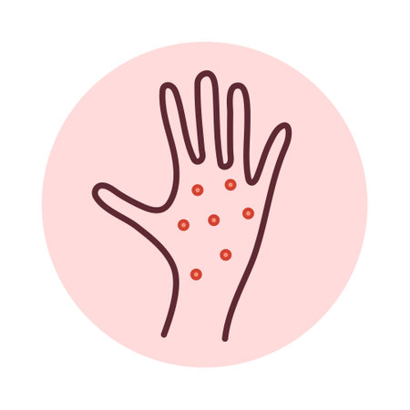 Rash on hand. Allergy, monkeypox, virus skin diseases, skin problems. line icon.のイラスト素材