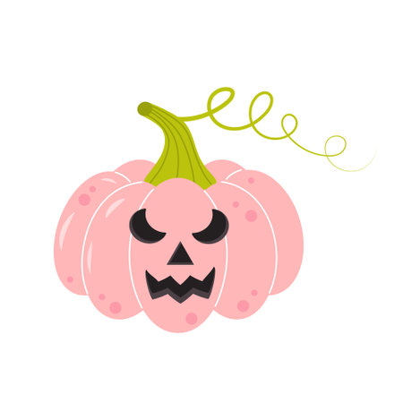 Pink Halloween pumpkin with scary smile.のイラスト素材