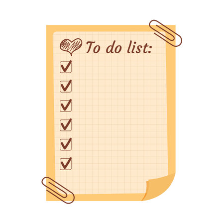 To do list note template for planning with pins. Cozy design of schedule, daily planner or...