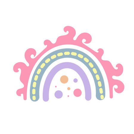 Pastel boho rainbow. Scandinavian print for baby shower, nursery, playroom, birthday, children's party and other.のイラスト素材