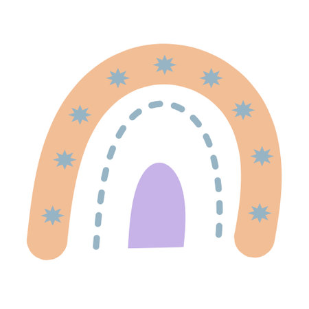 Pastel boho rainbow. Scandinavian print for baby shower, nursery, playroom, birthday, children's party and other.のイラスト素材