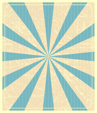 Retro circle background with rays. old paper. Vintage background with frame and grunge texture.のイラスト素材